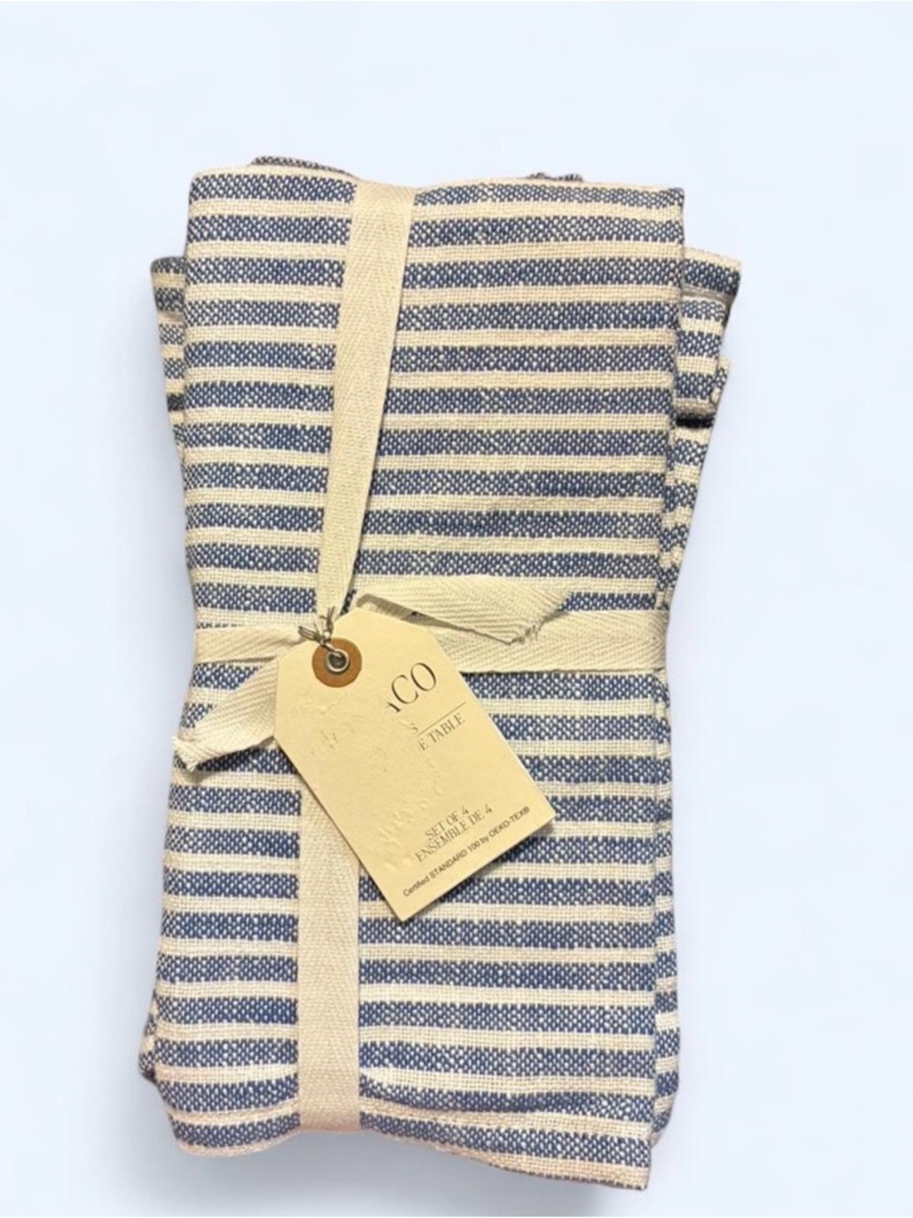 Striped Blue and Cream Kitchen Towels - Premium Cotton